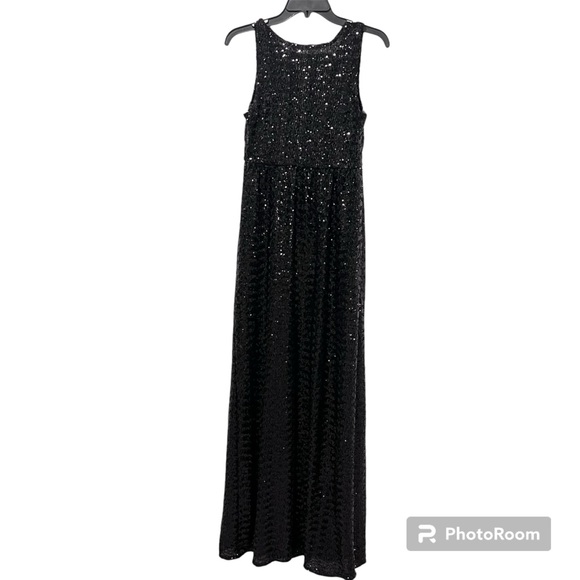 PinkBlush Women’s Black Sequin V-Neck Sleeveless Maternity Evening Gown Sz Small - Picture 6 of 14
